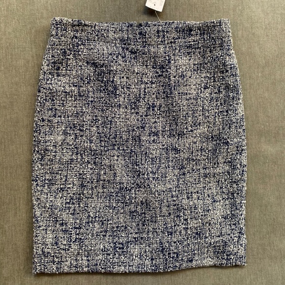NWT J.Crew Size 6 Blue Tweed Pencil Skirt - Picture 1 of 3